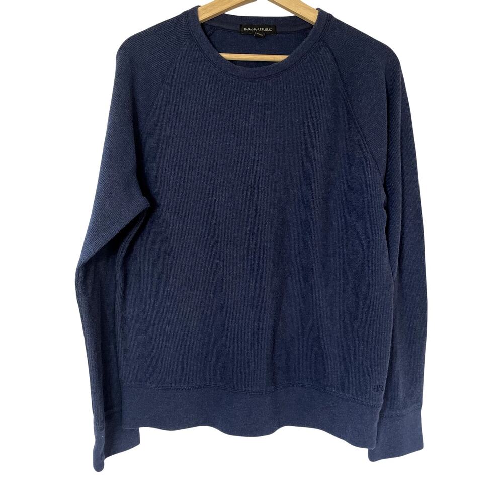 Banana Republic navy blue crewneck pullover sweater men's size medium casual top